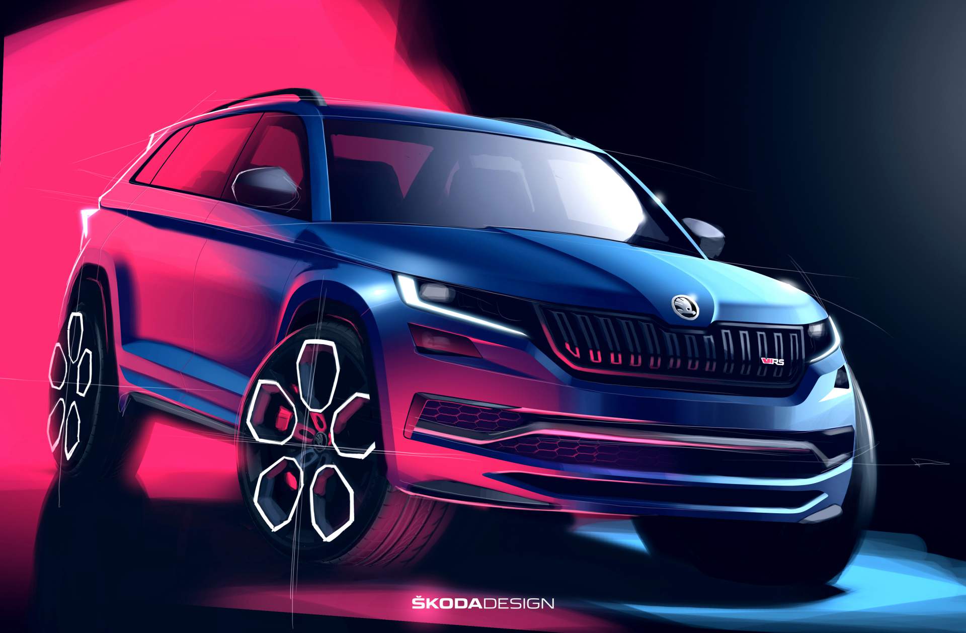 2019 Skoda Kodiaq RS Looks Mean In New Teaser Sketches ...